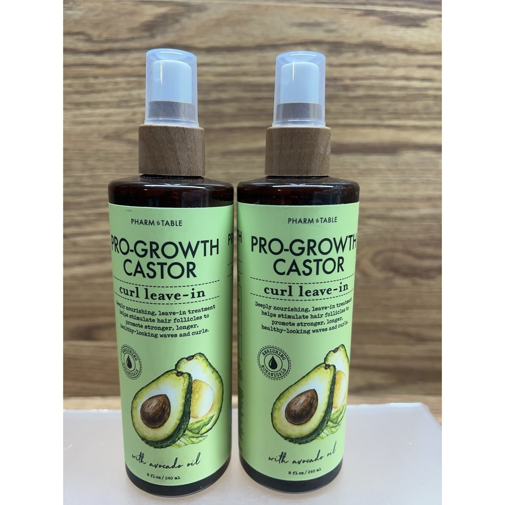 2-Pack PHARM TO TABLE ~ PRO-GROWTH CASTOR CURL LEAVE-IN WITH AVOCADO OIL 8 fl oz